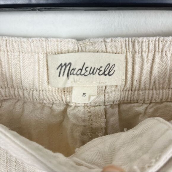 Madewell Cream Stripe High-Waist Shorts- Stretchy Waist Band- Size Small - Picture 2 of 3